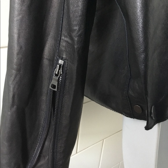 VINCE Soft Cross-Front Leather Moto Black Jacket S - Picture 7 of 12